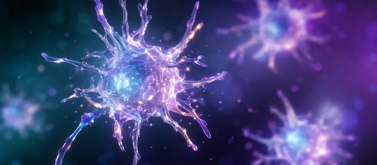 Représentation schématique de cellules immunitaires et de l'ARNm — vaccin thérapeutique anticancer
